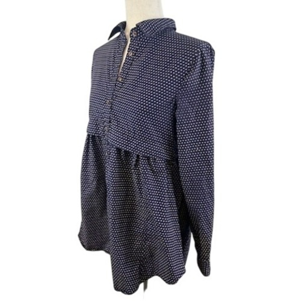 Maeve Anthropologie Aled Tunic Top Navy Blue Long Sleeve Blouse Size  Small‎